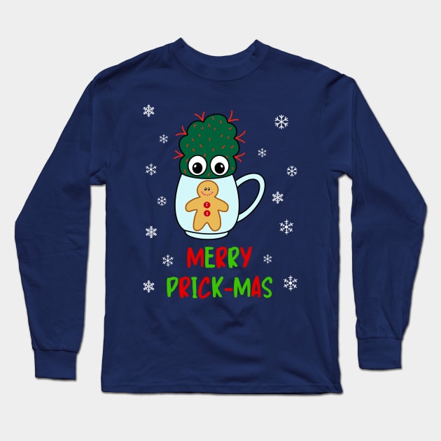 Merry Prick Mas - Small Cactus With Red Spikes In Christmas Mug Long Sleeve T-Shirt by DreamCactus